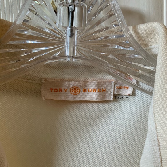 TORY BURCH RUFFLE TRIM POLO WHITE COTTON SHIRT - Picture 3 of 10